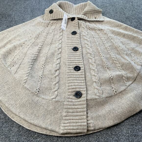 Pendleton Womens Lambs Wool Cape Poncho Button Front Jacket L/XL Beige “NEW” - Picture 3 of 15